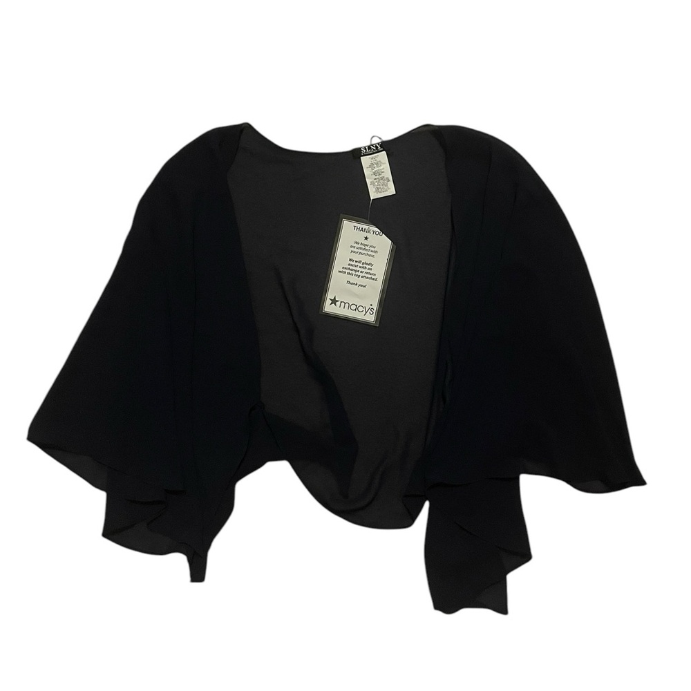 macy’s black featherweight silk pullover shawl scarf cardigan